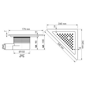 Easy Drain Aqua Plus Delta AQUA+DEMSI6 doucheput 24x24cm zijuitloop