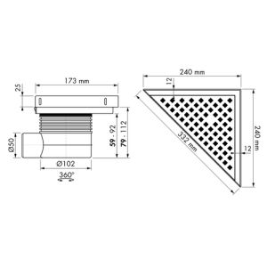 Easy Drain Aqua Plus Delta F EDMDE doucheput 24x24cm zijuitloop