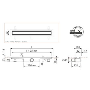 Easy Drain Compact 30 TAF Black EDM1TAFZM50030B douchegoot 50cm zijuitloop