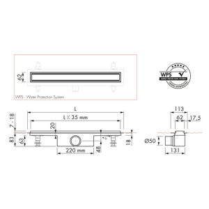 Easy Drain Compact 50 TAF Black EDM1TAFZM80050B douchegoot 80cm zijuitloop