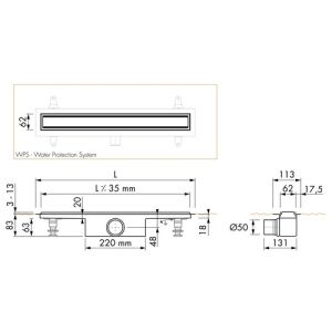 Easy Drain Compact 50 TAF Low EDM1TAFLZ70050 douchegoot 70cm zijuitloop