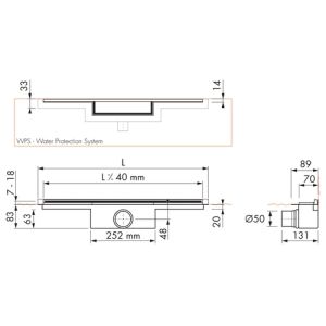Easy Drain M-line MLINE100050 douchegoot 100cm zijuitloop