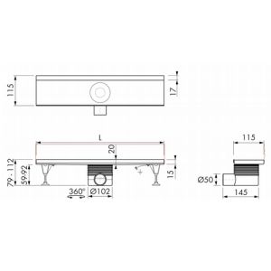 Easy Drain Multi Inbouwdeel EDMWI900 douchegoot 90cm zijuitloop Wall (zonder rooster)