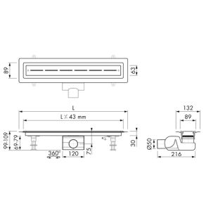 Easy Drain Vinyl EDVINM280050 douchegoot 80cm zijuitloop