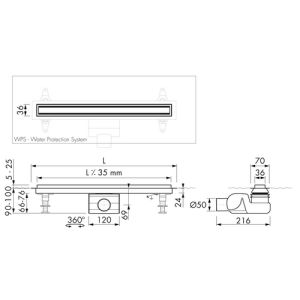Easy Drain Xs Z-1 XSTAF800Z1M douchegoot 80cm zijuitloop