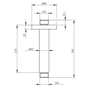 HSK Shower & Co! 1100006 plafonduitloop met afdekplaat rond 140mm chroom