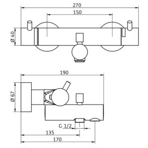 HSK Shower & Co! 1100008 opbouw badthermostaat rond chroom