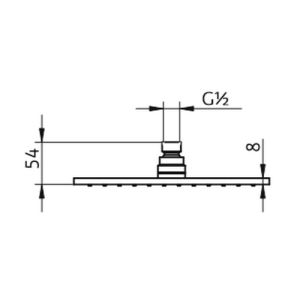 HSK Shower & Co! 1100021 hoofddouche vierkant vlak 250x250x8mm messing verchroomd