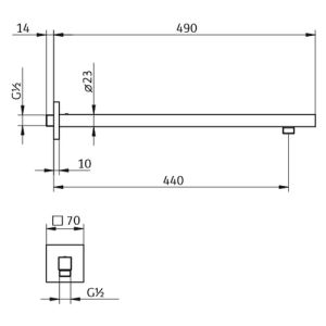 HSK Shower & Co! 1100062 wanduitloop met afdekplaat rechthoekig 440mm chroom