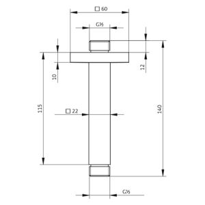 HSK Shower & Co! 1100063 plafonduitloop met afdekplaat rechthoekig 140mm chroom