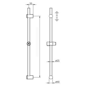 HSK Shower & Co! 1100072 glijstang rond 80cm met douchekophouder chroom