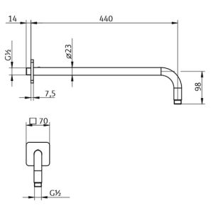 HSK Shower & Co! 1180005 wanduitloop met afdekplaat Softcube 440mm chroom