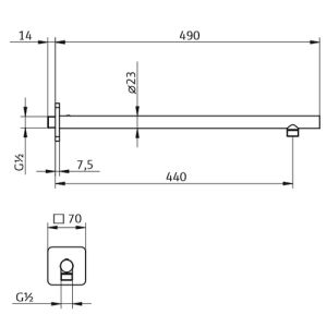 HSK Shower & Co! 1180075 wanduitloop met afdekplaat Softcube 440mm chroom