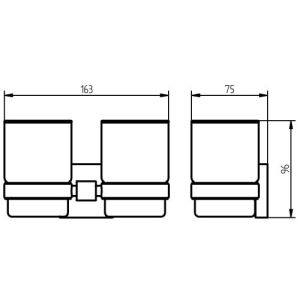 Haceka Mezzo chroom 1117098 dubbele glashouder gesatineerd glas/ chroom