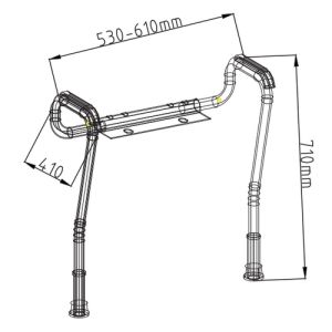 Handicare (Linido) 10540 toiletsteun met hulppoot aluminium/ kunststof wit