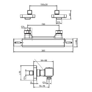 Pure Aragon AR5114 opbouw douche thermostaatkraan chroom