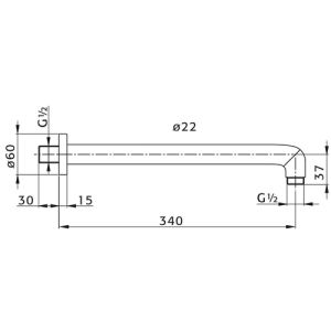 Pure B350 wandarm 340mm chroom