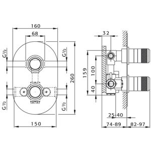 Pure Chronos CH5753 inbouwthermostaat met 2-uitgangen chroom
