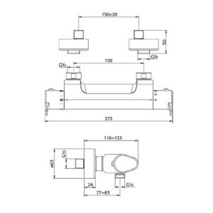 Pure Cinca CN5311 opbouw douche thermostaatkraan chroom