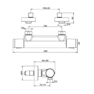 Pure Duero DU5410 opbouw douche thermostaatkraan chroom