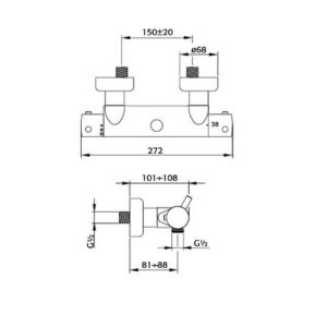 Pure Duero DU5435 opbouw douche thermostaatkraan chroom