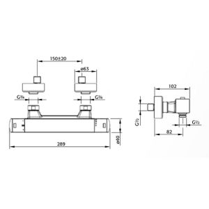 Pure Ebro EB5243 opbouw douche thermostaatkraan chroom