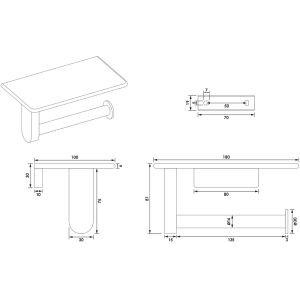 Brauer 5-GK-223 toiletrolhouder met planchet koper geborsteld pvd