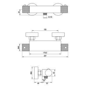 Brauer Carving 5-NG-086-2 opbouw douche thermostaatkraan SET 02 RVS geborsteld PVD