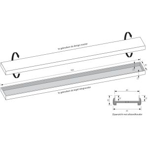 Brauer DR-MRF100GM douchegoot met multifunctioneel rooster en flens 7 x 100cm gunmetal geborsteld PVD