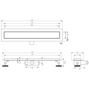 Brauer DR-MRF110NG douchegoot met multifunctioneel rooster en flens 7 x 110cm RVS geborsteld