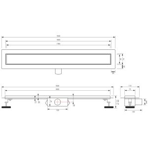 Brauer DR-MRF180NG douchegoot met multifunctioneel rooster en flens 7 x 180cm RVS geborsteld