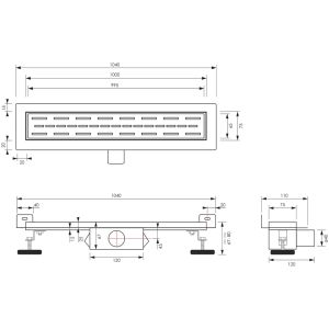 Brauer DR-SRFW100NG douchegoot met standaard rooster en flens voor wandmontage 7 x 100cm RVS geborsteld