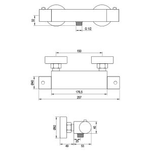 Brauer Edition 5-CE-044-1 opbouw douche thermostaatkraan SET 01 chroom