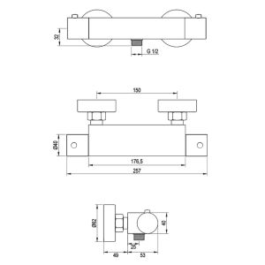 Brauer Edition 5-CE-044 opbouw douche thermostaatkraan chroom