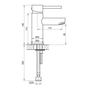 Brauer Edition 5-S-001-HD4 lage opbouw wastafelmengkraan model D mat zwart