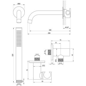 Brauer Edition 5-S-022 thermostatische inbouw badkraan SET 01 mat zwart