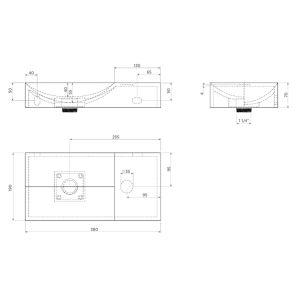 Clou Vale CL0313161R fontein 38x19cm met voorbewerkt kraangat rechts mat wit aluite