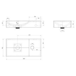 Clou Vale CL033416101R fontein 38x19cm met kraangat rechts mat mosterd keramiek