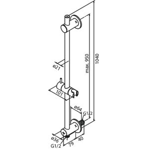 Damixa 766856100 glijstang met geïntegreerde doucheslang aansluiting mat zwart (OUTLET)
