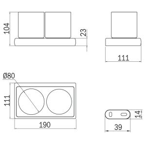 Inda Claire A7110FNE21 wandbekerhouder met twee glazen mat zwart/ gesatineerd glas