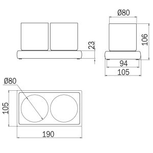 Inda Claire A7110WCR04 dubbele vrijstaande bekerhouder chroom/ fumé glas