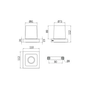 Inda Divo A15100GB21 bekerhouder gesatineerd glas geborsteld goud