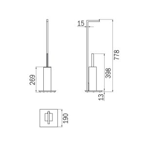 Inda Divo A3386ANE multifunctionele standaard toiletrol- en toiletborstelhouder mat zwart