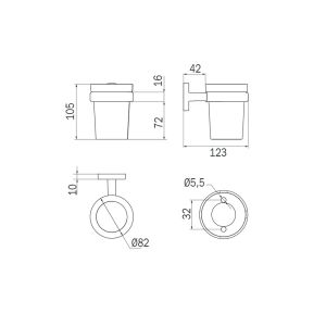 Inda Gealuna A1010ANS03 bekerhouder transparant helder glas/ RVS geborsteld
