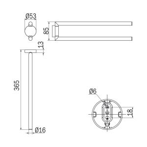 Inda Gealuna A10150NE 2-lids handdoekhouder mat zwart