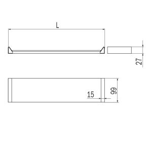 Inda Indissima A8809NNS lage plankmodule 200mm RVS geborsteld