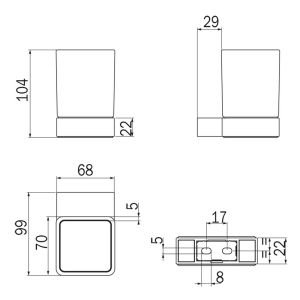 Inda Indissima A88100CR21 bekerhouder chroom/ gesatineerd glas