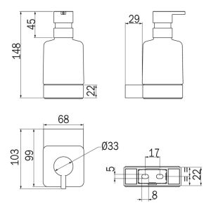 Inda Indissima A88120CR21 zeepdispenser chroom/ gesatineerd glas