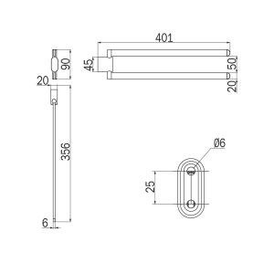 Inda Mito A20150WM 2-lids handdoekhouder mat wit