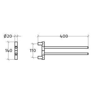 Linea Beta Picola LI526529 2-lids handdoekrek chroom (OUTLET)